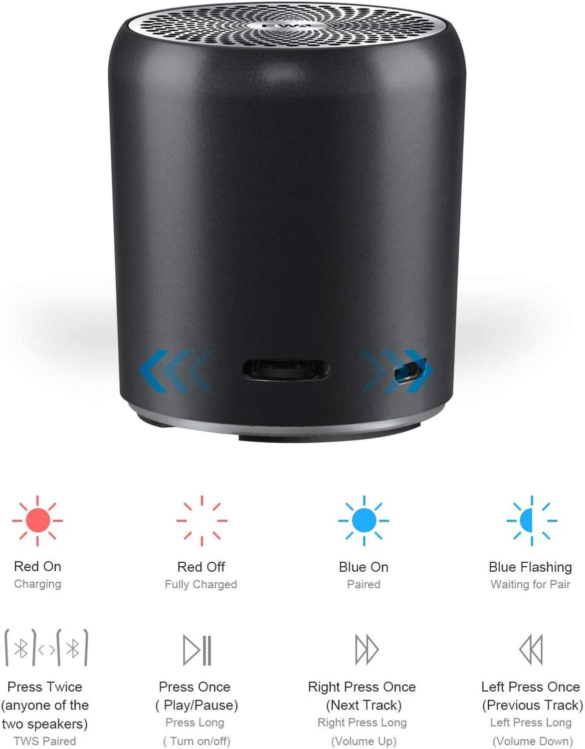 Loa Di Động EWA Siêu Mini Bluetooth 5.0 TWS Âm Thanh Hay Nhất Bass Boombox Thân Kim Loại Caixa De Som Loa Ô Tô Và Loa Siêu Trầm Color: red