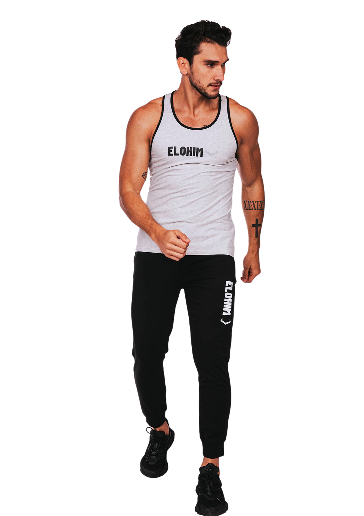 Áo Tank Top Chữ Elohim - Xám Nhạt