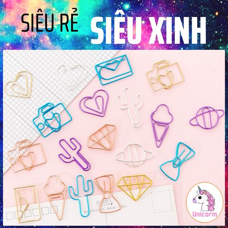 Set 10 Kẹp - Ghim Giấy Hình Đồ Vật Xinh Xắn nhiều màu sắc