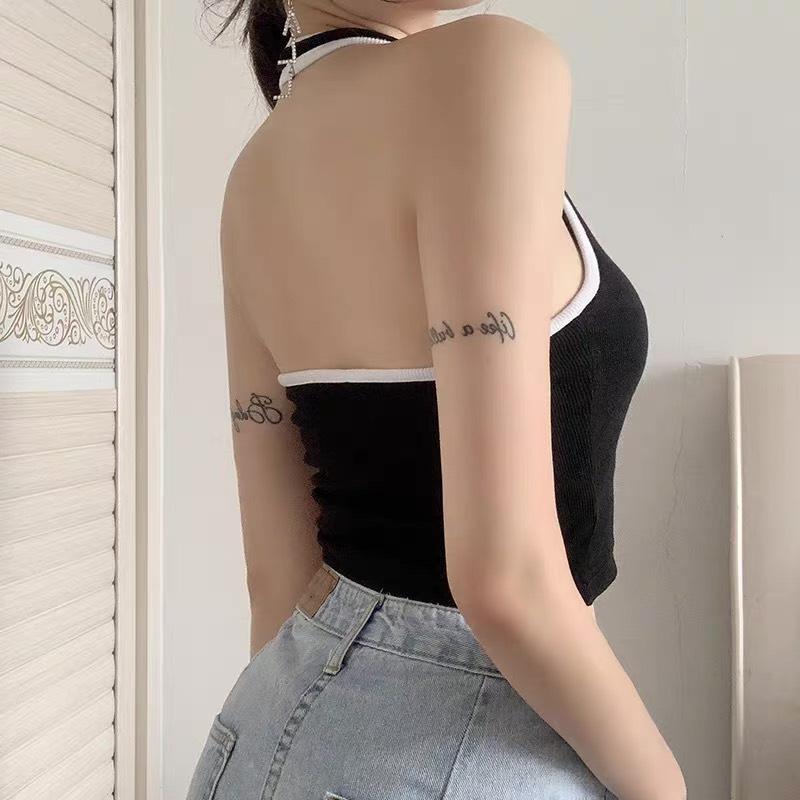 Áo croptop cổ yếm hở lưng chất borip siêu mềm siêu ôm dáng tôn body sexy A5135