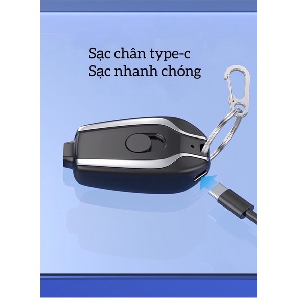 Móc khóa kèm sạc dự phòng điện thoại 2 in 1 nhỏ gọn cao cấp