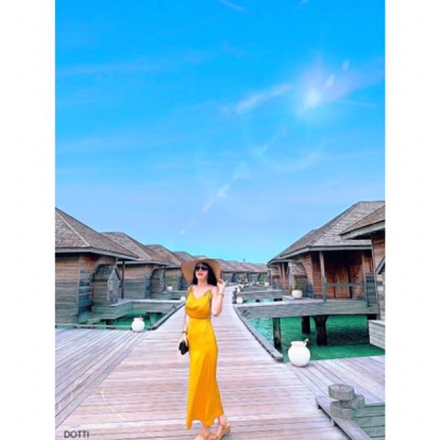 ANH THAT- ảnh cuối Đầm maxi cổ đổ Hara chất lụa lở lưng