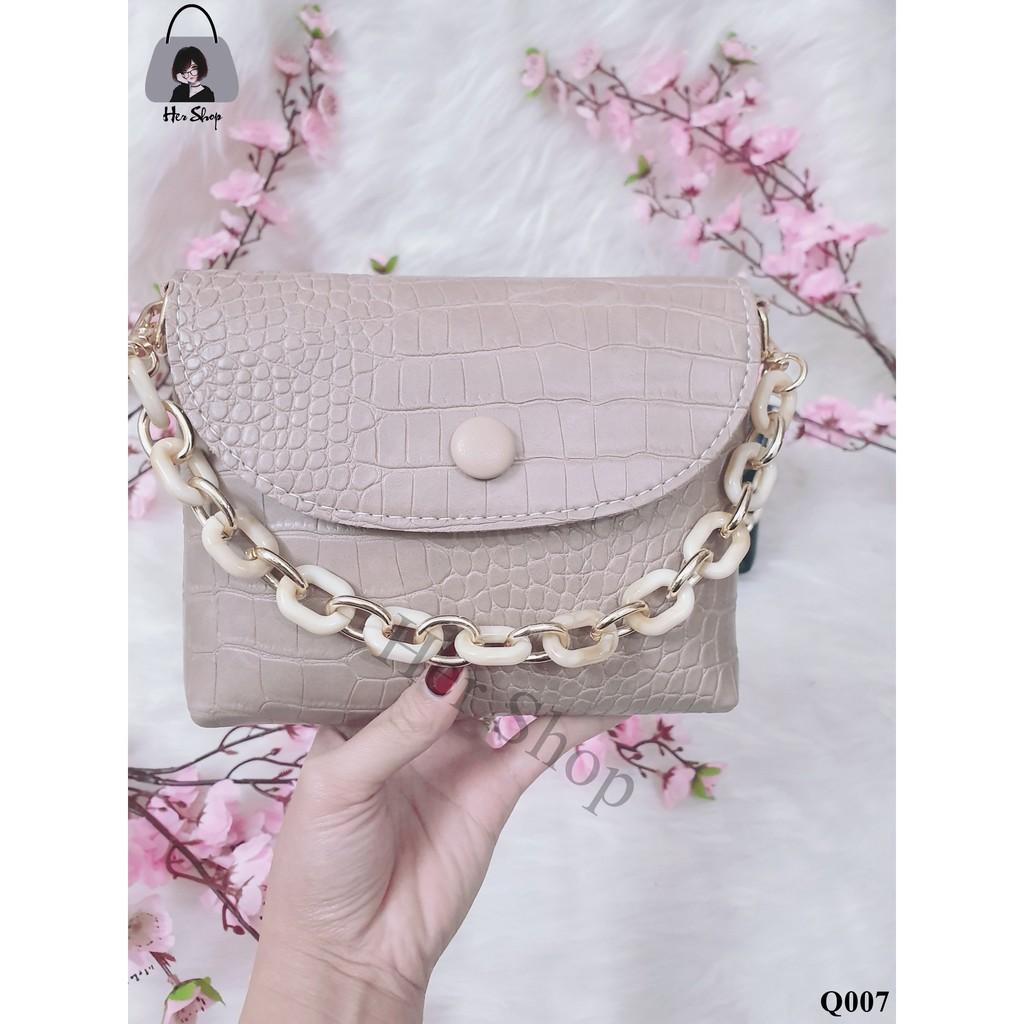 Túi xách nữ da mềm Túi đeo chéo mini hàng quảng châu siêu hot QC007
