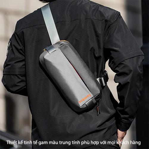 TÚI ĐEO CHÉO TOMTOC (USA) LIGHTWEIGHT SLING BAG GRAY chống nước với độ bền cao - hàng chính hãng