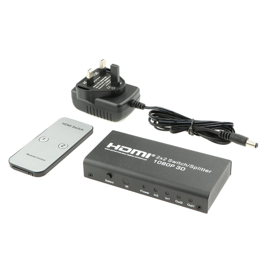 HDMI 2X2 Switch Splitter 2 In 2 Out Support 4k 1080P HDMI1.3b for PC HDTV UK