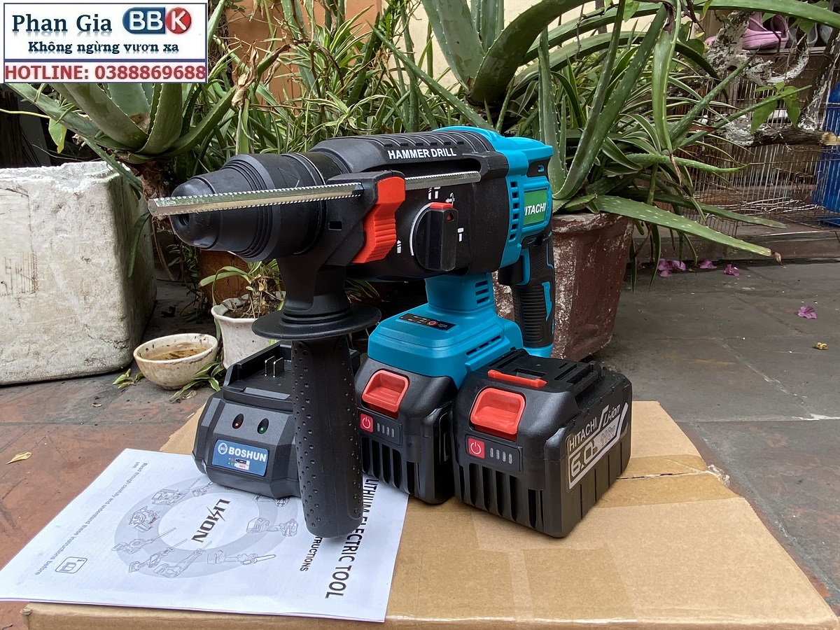 Máy Khoan Đục Bê Tông 199V - 3 Chức Năng: Khoan, khoan búa, đục - Động Cơ Không Chổ Than 100% Lõi Đồng
