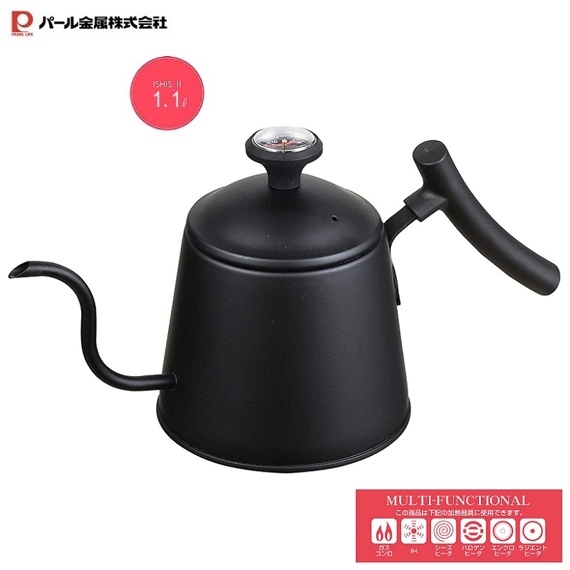 Ấm pha trà, cà phê dùng cho bếp từ kèm nhiệt kế Drip Pot 1.1L hàng nội địa Nhật Bản