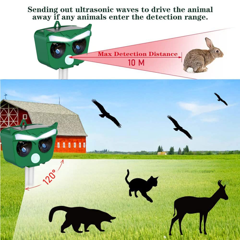 Thiết bị đuổi chim, chuột, động vật gây hại ngoài trời Solar Ultrasonic Flash Animal Repellent