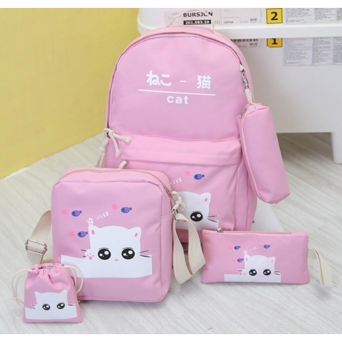 BỘ 5 MÓN BALO MÈO CUTE - HÀNG NHẬP CAO CẤP