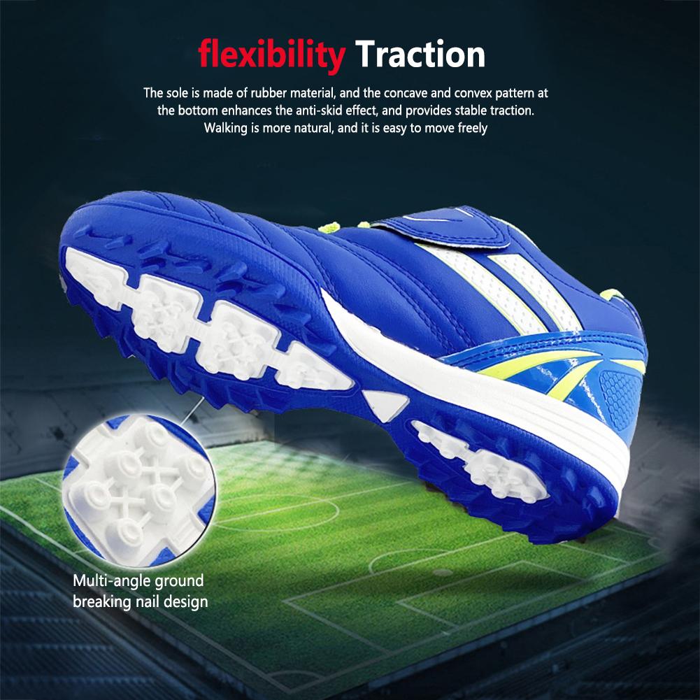 LSYAAAAA Kids Đào tạo Giày bóng đá Giày bóng đá chống trượt Vải lưới thoáng khí Điều chỉnh Sticker Mang Phụ kiện ngoài trời