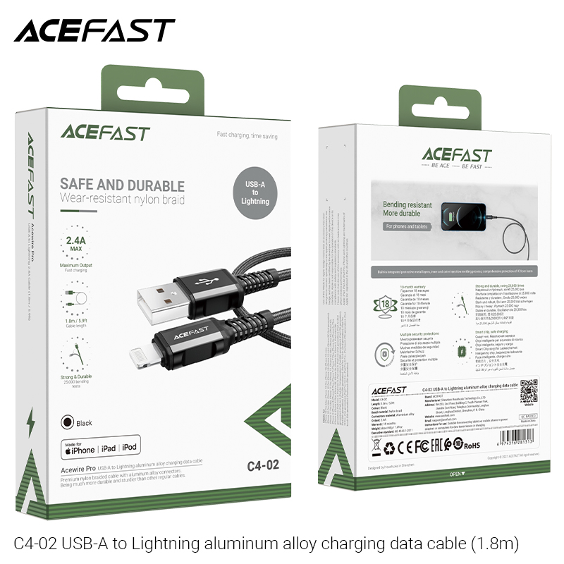 Cáp Acefast Light.ning (1.8m) - C4-02 Hàng chính hãng Acefast