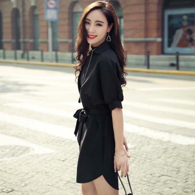 VÁY SUÔNG ĐEN CHẤT TRƯỢT THÁI CO GIÃN NHẸ