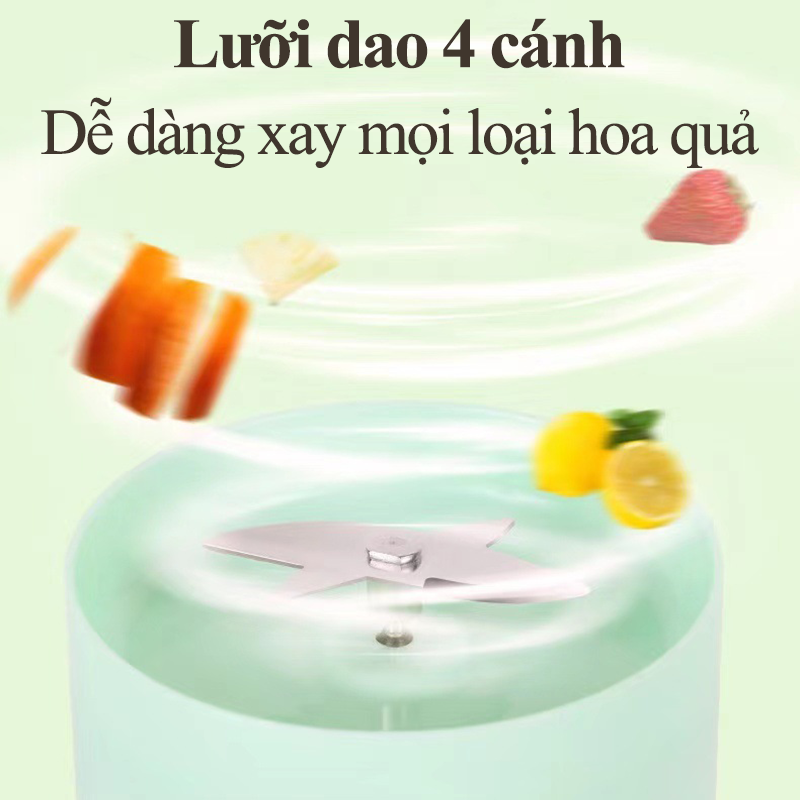 Máy Xay Sinh Tố Cầm Tay Mini Đa Năng Cao Cấp Lưỡi 4 Cánh Thép Không Gỉ Máy Xay Đa Năng Làm Sữa Đậu Nành Nhựa TPE Tốt Cho Sức Khỏe Công Suất Lớn Pin Trâu