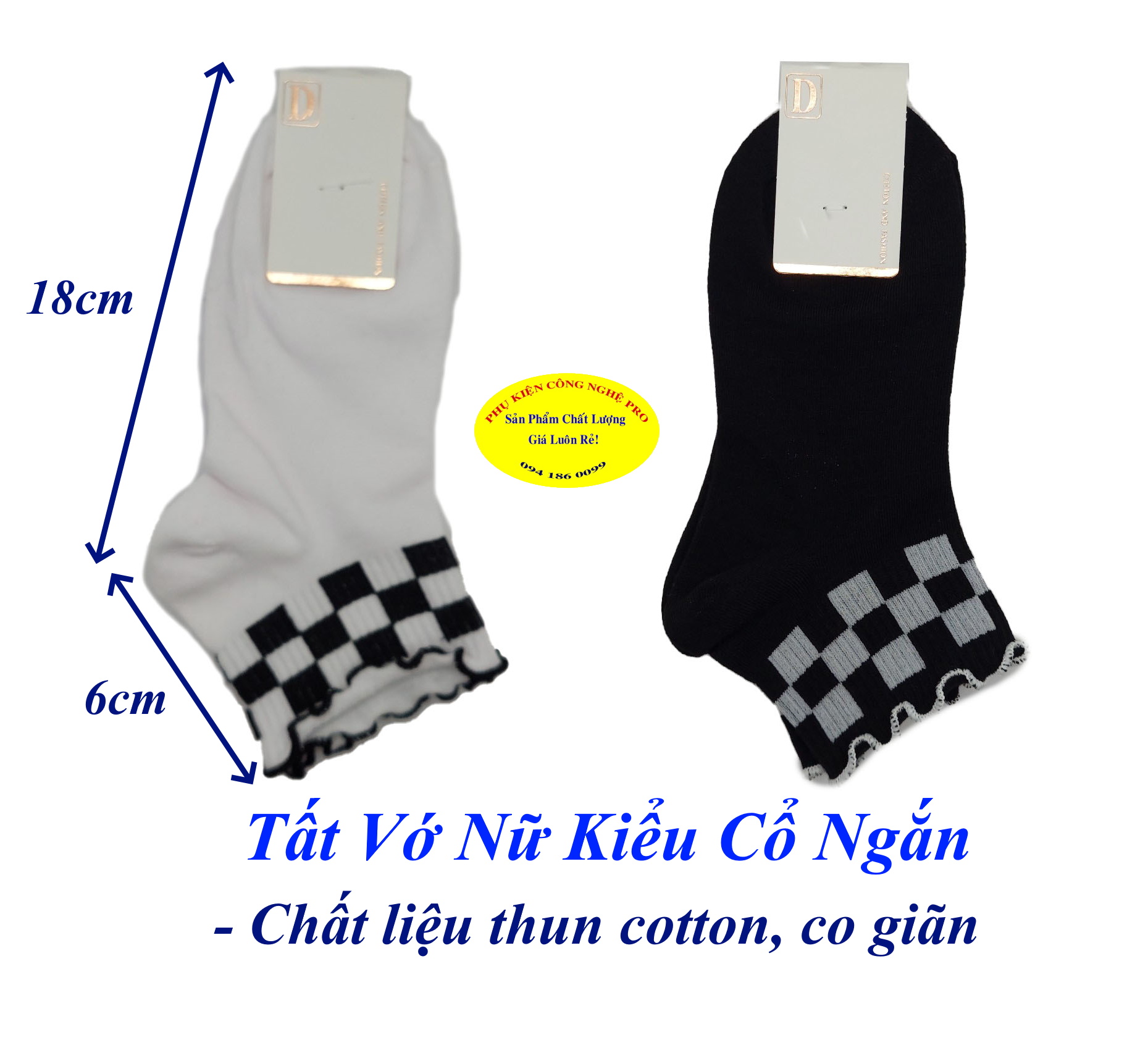 Tất Vớ nữ Kiểu cổ ngắn D Cotton and fashion In hình bất kỳ Chất liệu thun cotton, Co giãn, Bảo vệ đôi chân