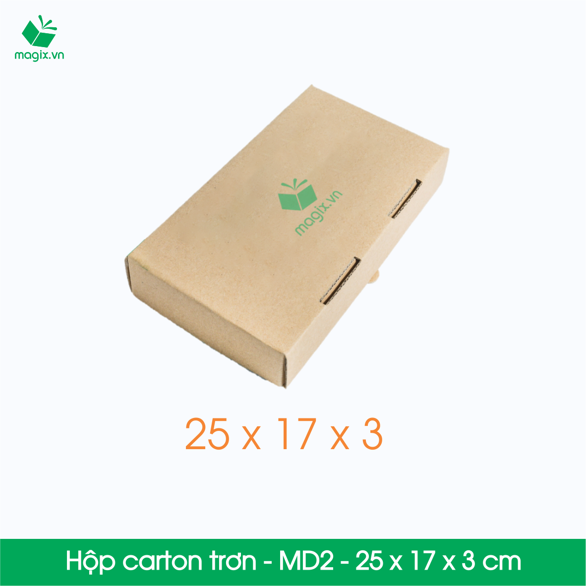 MD2 - 25x17x3 cm - 25 Thùng hộp carton trơn đóng hàng