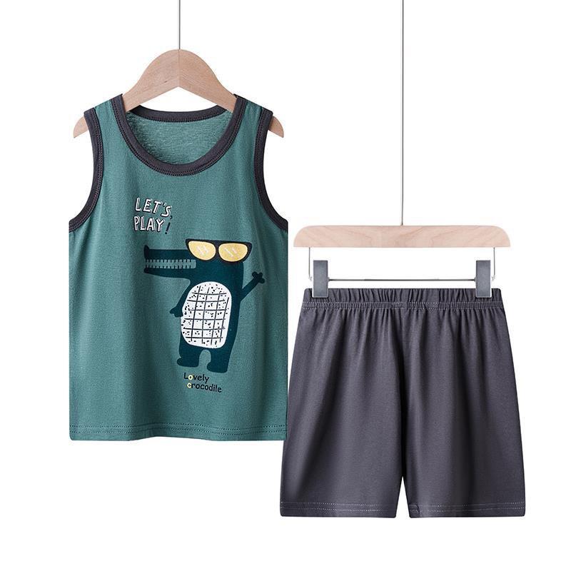 Bộ ba lỗ Quảng Châu cotton bé trai chất liệu cotton siêu mát, thấm hút mồ hôi size 11-21kg