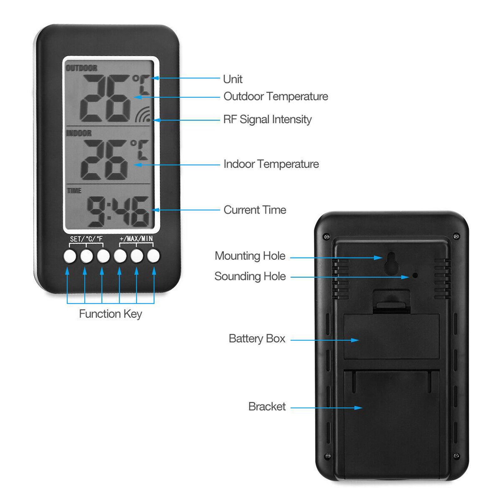 Digital Indoor Outdoor Thermometer Wireless Thermometer Temperature Gauge LCD ℃/℉