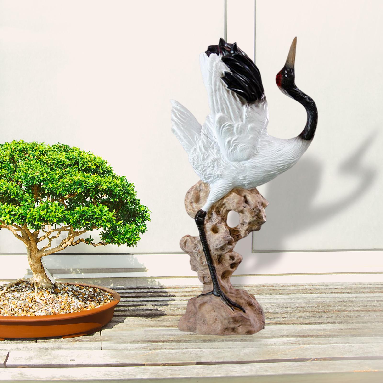 2x Statue Crane Chic Gift Collectibles for Balcony Bonsai