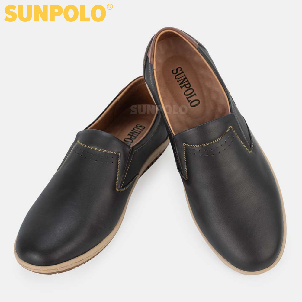 Giày Nam, Giày Lười da Bò SUNPOLO SPH423 (Xanh navy, Nâu)