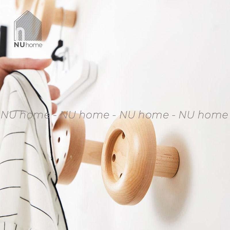 Móc gỗ treo đồ hình nút áo  Decor ,Trang trí mảng tường phong cách độc đáo