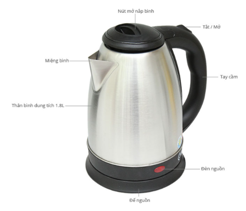 Bình đun siêu tốc inox 1,8L CM8219 - Hàng chính hãng