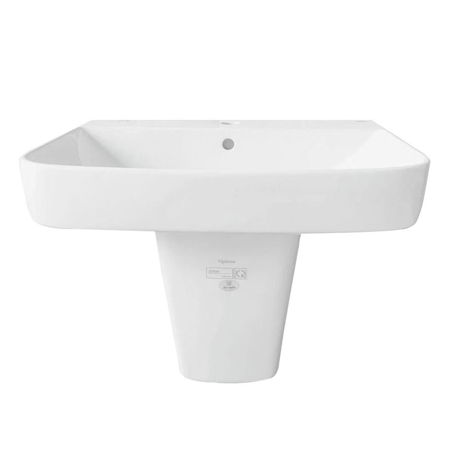 Bộ lavabo treo tường chân ngắn Viglacera V58(CD58) gốm sứ ceramic, có lỗ xả tràn, thiết kế sang trọng tiết kiệm không gian tối đa - Hoa Sen Home - Hàng chính hãng