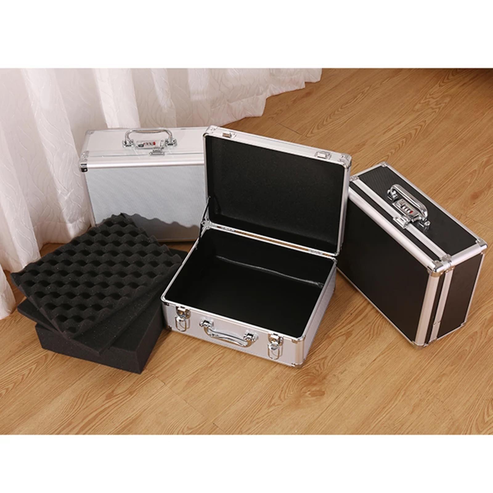 Aluminum Alloy Carrying Case Lightweight Waterproof Briefcase Multipurpose Black