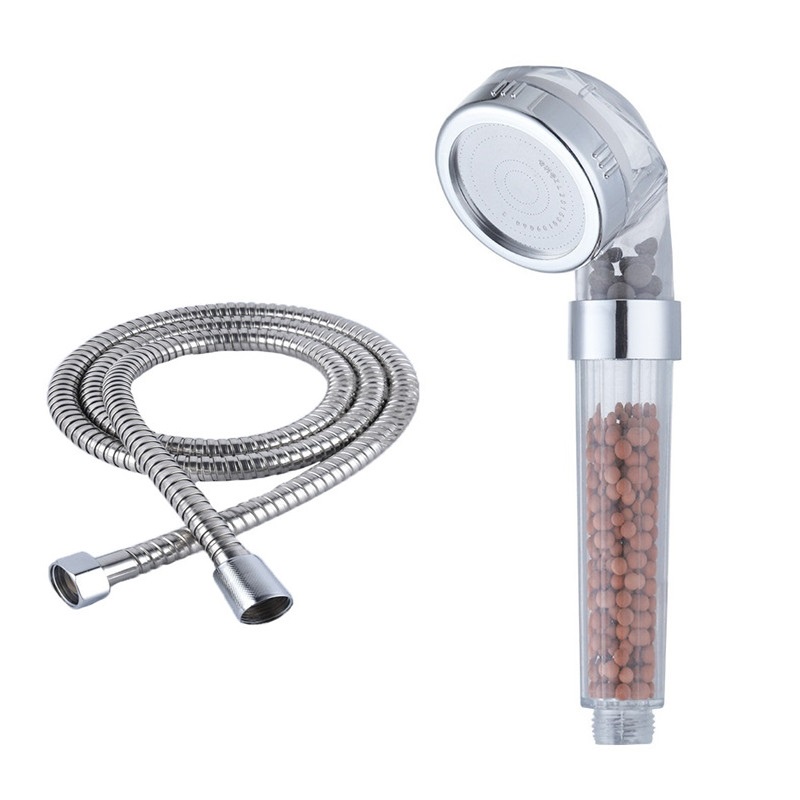 Vòi sen tăng áp loại to 7.7cm có hạt lọc nano - Kèm dây