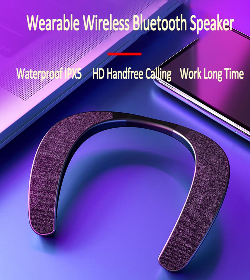 Mới Loa Bluetooth Gắn Cổ Hifi Đeo Cổ Bluetooth Chơi Game Âm Thanh Vòm Âm Thanh Nổi 3D Loa Ngoài Trời Màu sắc: Đen