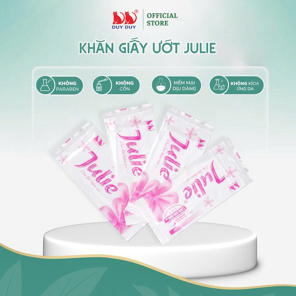 Khăn lạnh dùng một lần Julie vải lưới 20 cái 18x20cm hương hoa hồng không hóa chất