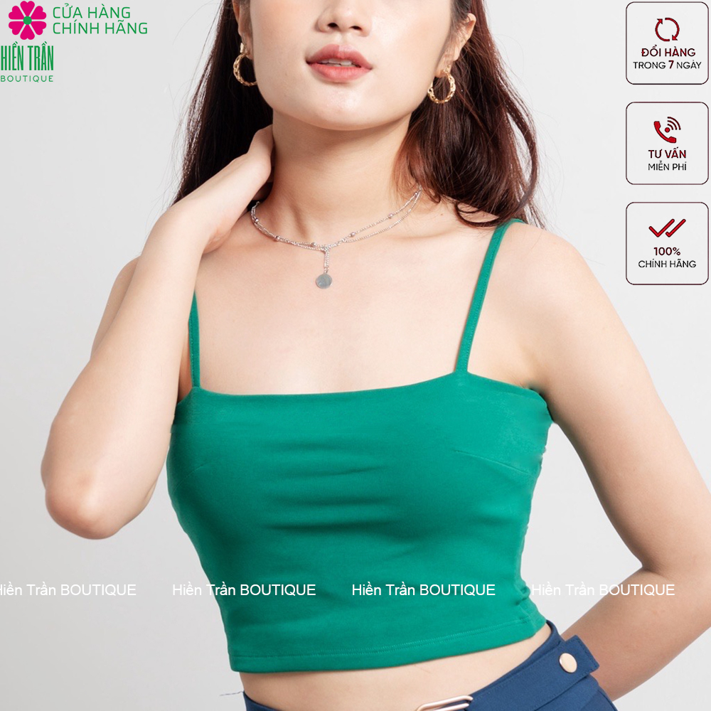 Áo hai dây nữ Hiền Trần BOUTIQUE dáng croptop ly ngực không đệm kiểu ôm vải co giãn