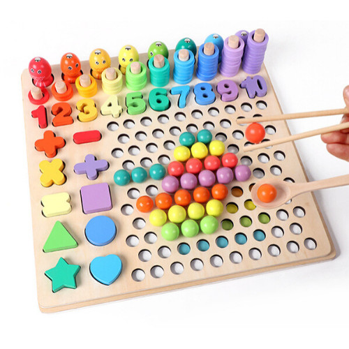 Đồ chơi giáo dục gỗ gắp hạt, học đếm số cho bé, đồ chơi montessori