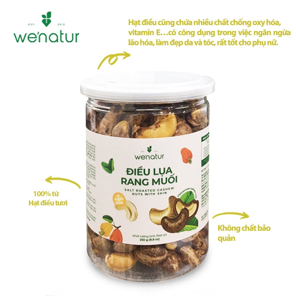 Hạt Điều Lụa Rang Muối Tự Nhiên 250g