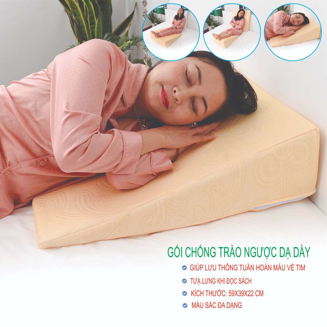 Gối chống trào ngược dạ dày người lớn AIRU- Kích thước 65*60*16cm- Chống trào ngược acid dạ dày về đêm, ợ chua, ợ hơi, chống ngáy, viêm họng mãn tính