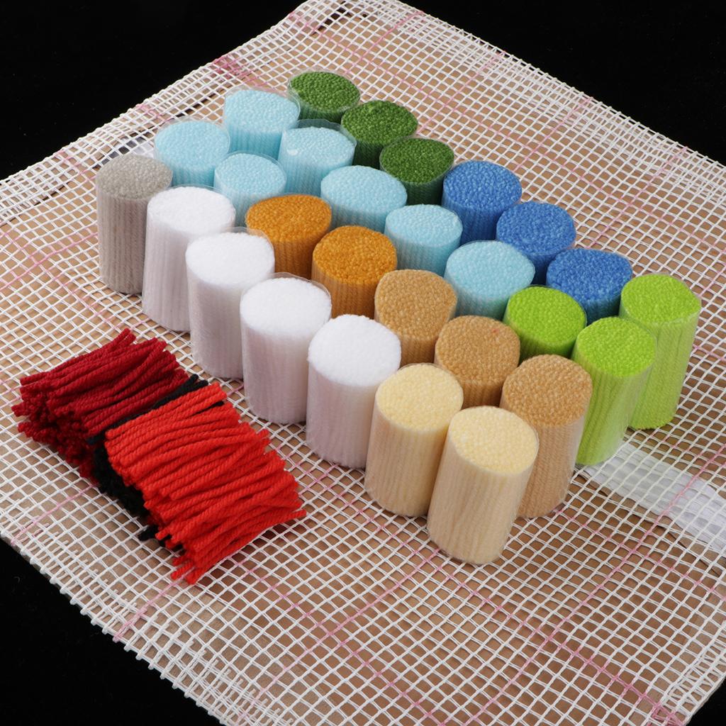 Seaside Scenery Latch Hook Kit with Basic Tools Pillow Cover Making Kit 17x17''