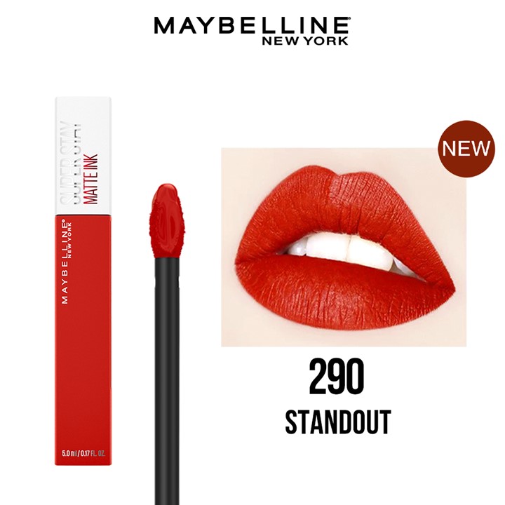 Son Kem Lì 16h Lâu Trôi Maybelline New York Super Stay Matte Ink Lipstick 5ml 290 Standout Đỏ Cam