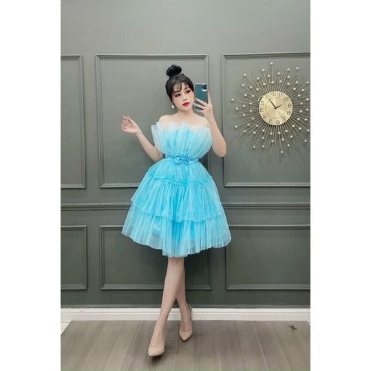 Đầm váy nữ xoè phồng cúp ngực có 6 màu