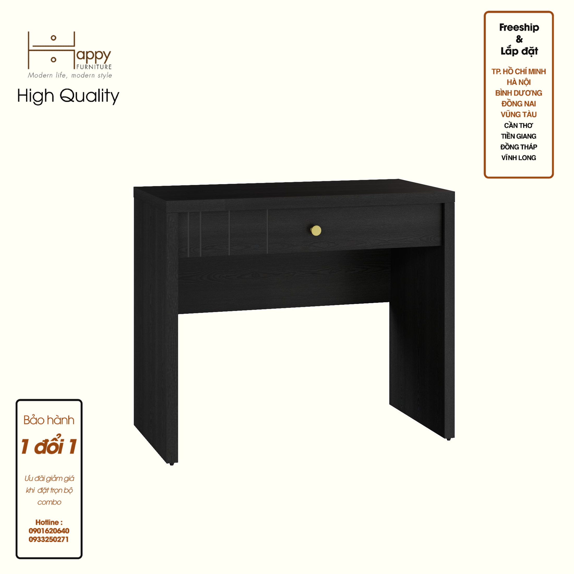 [Happy Home Furniture] JOVIE, Bàn trang điểm 1 ngăn kéo, 90cm x 45cm x 75cm ( DxRxC), BAN_082