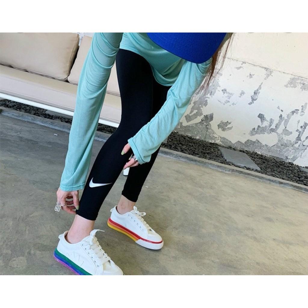 Quần Legging Thể Thao Lưng Thun Co Giãn In Chữ