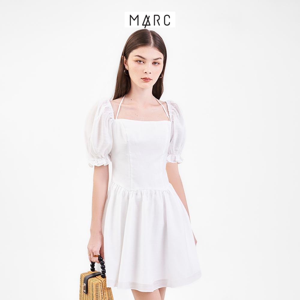 Đầm nữ MARC mini tay phồng tùng xoè cổ cột dây TRNH063122