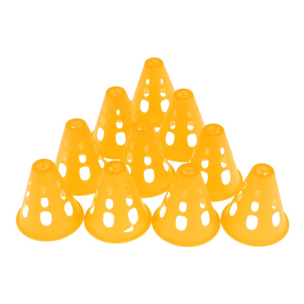 10pcs Plastic Windproof Roadblock Sport Training Traffic Road Cones Yellow