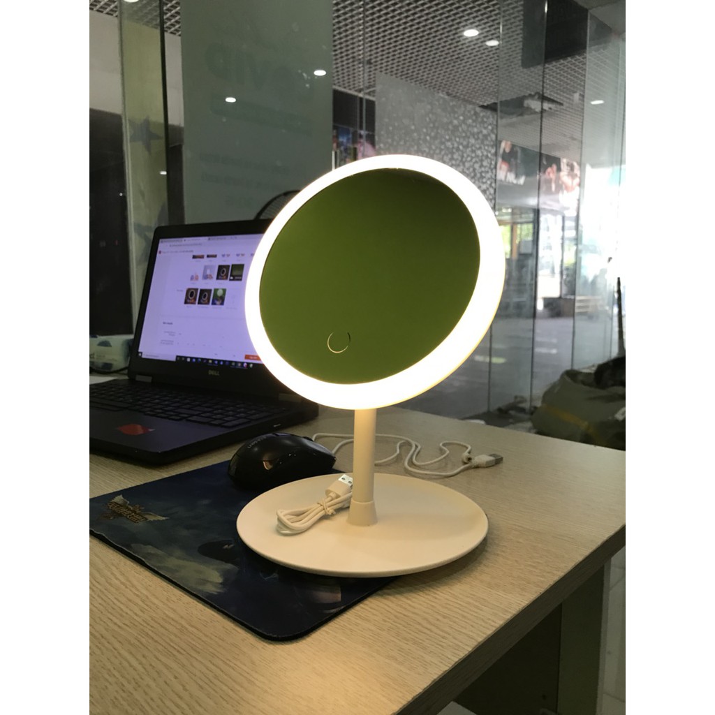 Gương soi trang điểm ️ TẶNG DÂY CÁP SẠC️ Gương đèn led cảm ứng mẫu tròn để bàn-3 CHẾ ĐỘ ÁNH SÁNG LED,mặt gương xoay360