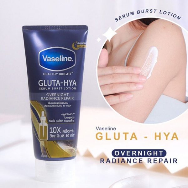 Sữa Dưỡng Thể Vaseline 10X Trắng Da, Mờ Thâm Đều Màu Da Vaseline Healthy Bright Gluta-Hya Serum Burst 330ml-xanh( không có tem phụ- không xuất hóa đơn )