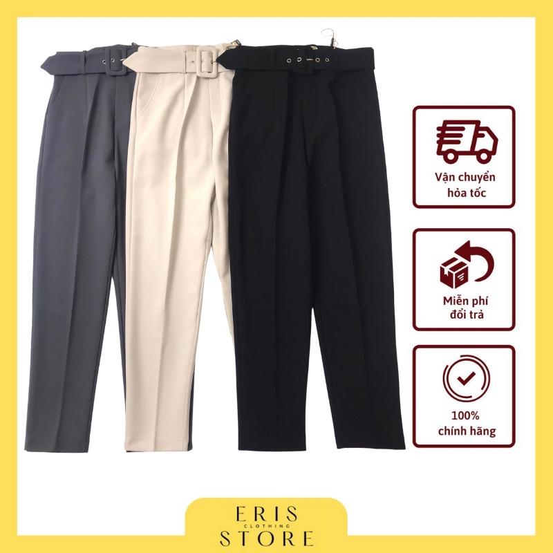 Quần Baggy nữ, quần tây nữ vnxk đai vuông rời mặc công sở đứng fom
