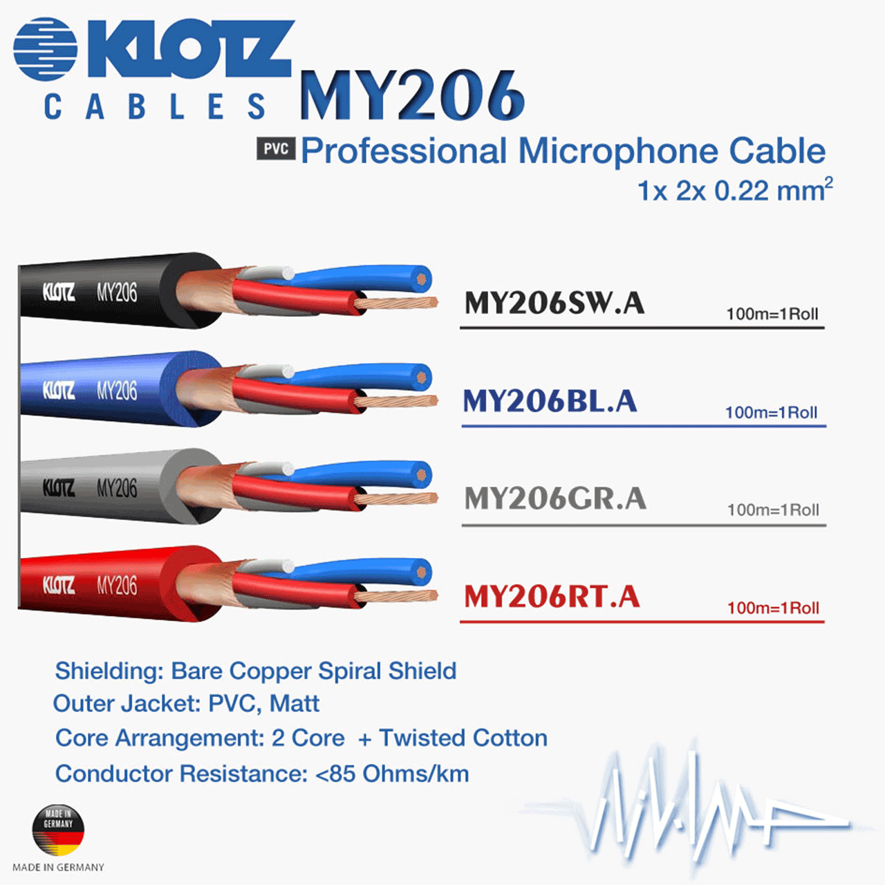 Dây tín hiệu 3 lõi chống nhiễu cao cấp KLOTZ - ĐỨC MY206SWM – Hàng Chính Hãng