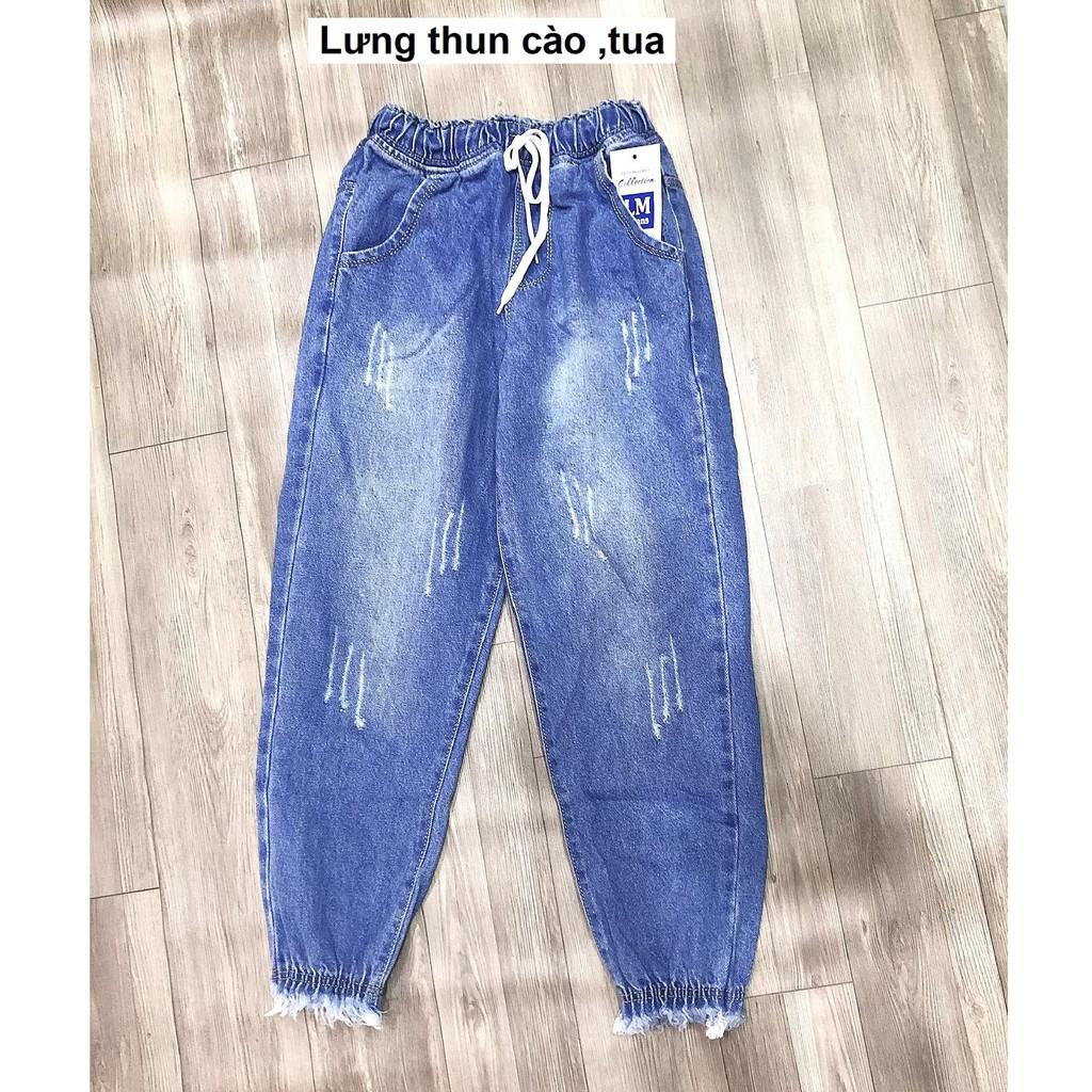 Quần jean baggy lưng thun rách JBG854