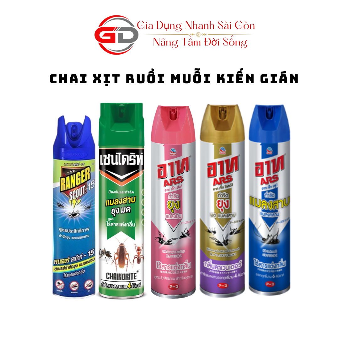 Bình Xịt Đuổi Muỗi , Kiến , Gián Thái Lan 600ml Và Các Loại Côn Trùng Gây Hại Trong Nhà