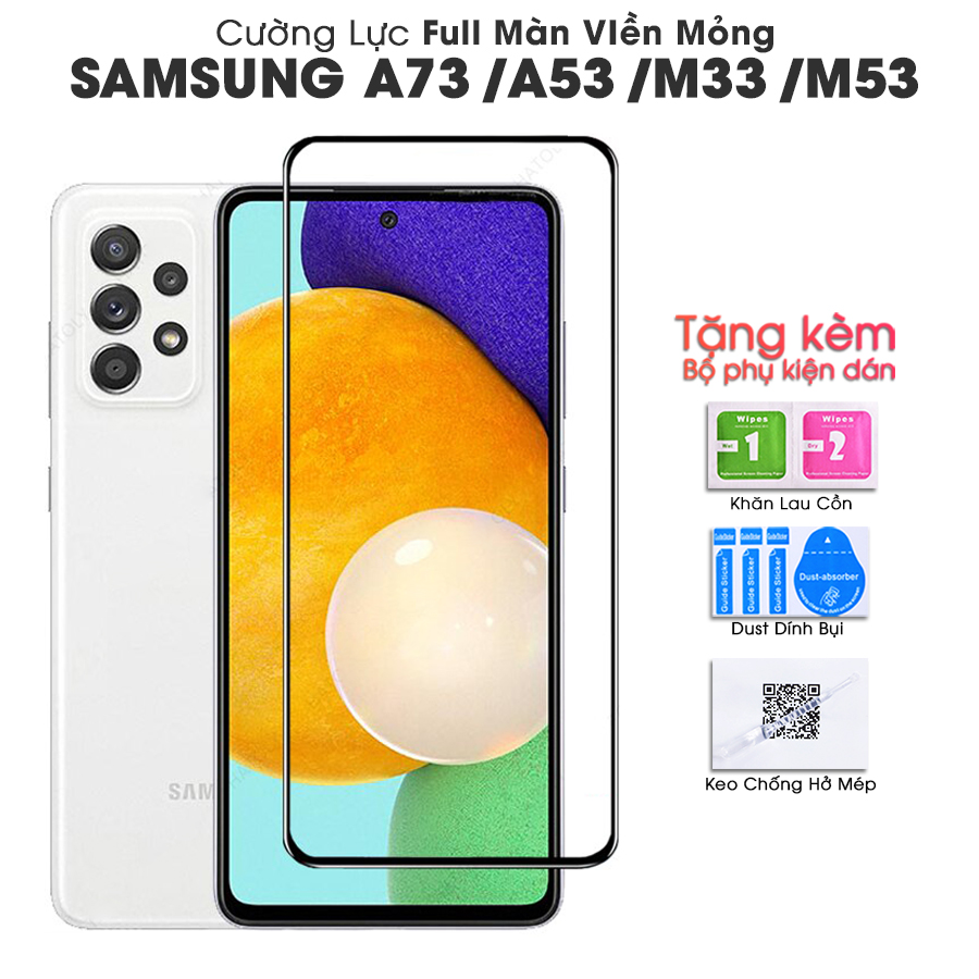 Kính Cường Lực Full Màn Viền Mỏng Dành Cho Samsung Galaxy A53 5G / A73 5G / M33 / M53 Full Keo Màn Hình SIÊU BỀN, SIÊU CỨNG, ÔM SÁT MÁY-HANDTOWN-HÀNG CHÍNH HÃNG