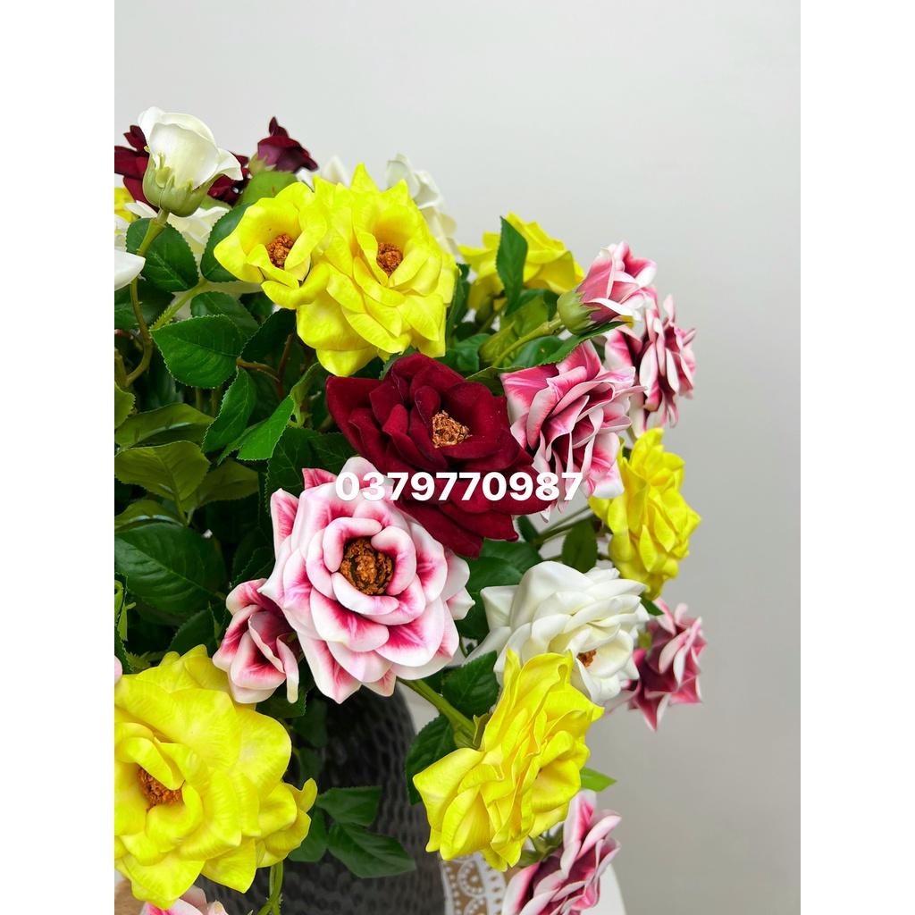 Bình chuông hồng xoăn-hoa giả hoa lụa cao cấp-decor nhà xinh