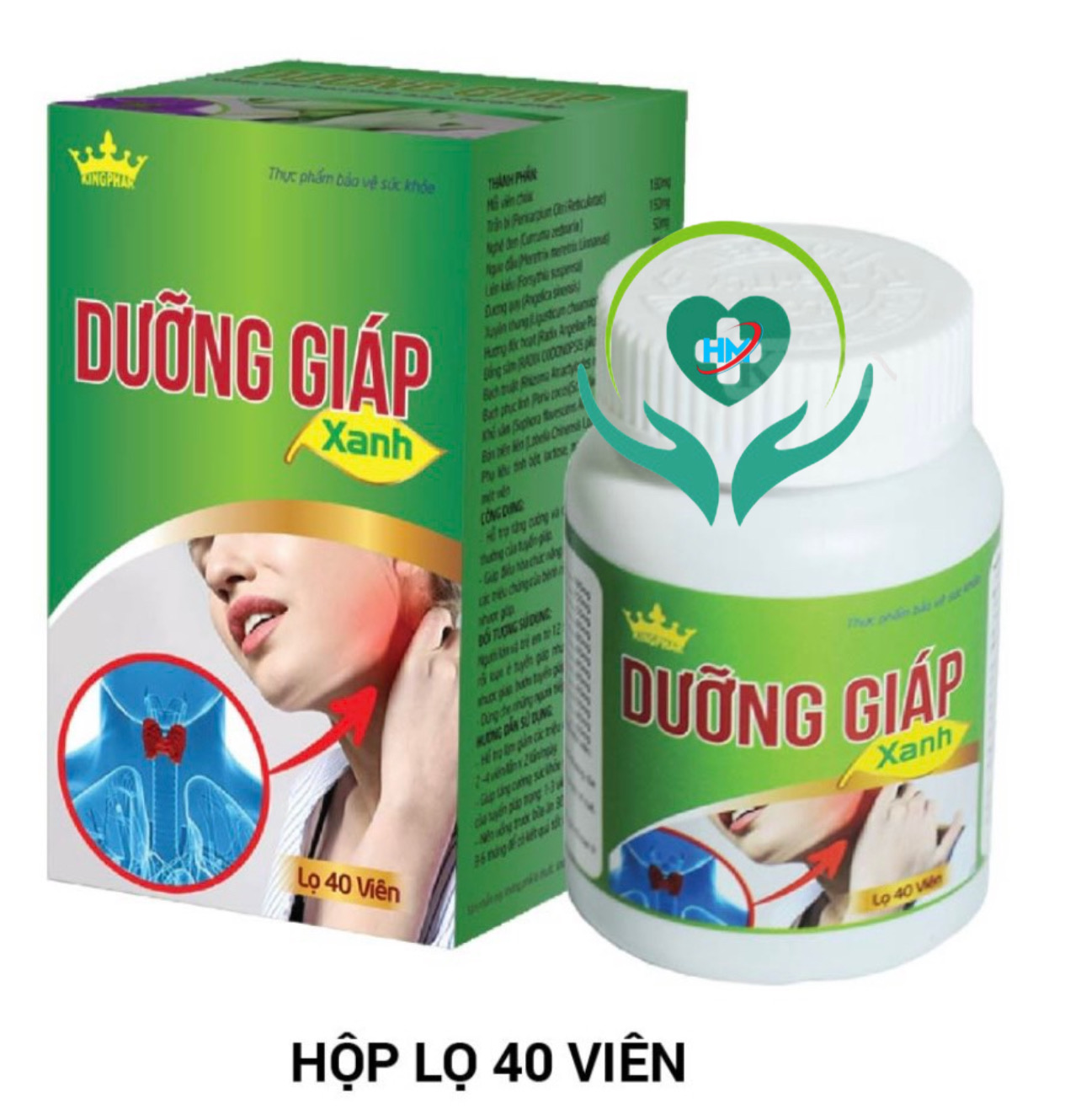 Viên uống Dưỡng Giáp Xanh Kungphar, lọ 40v, hỗ trợ trường hợp bị cường tuyến giáp